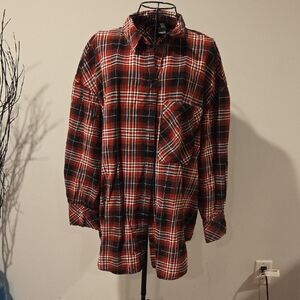 H&M Red and Black Checkered Button-Down Shirt